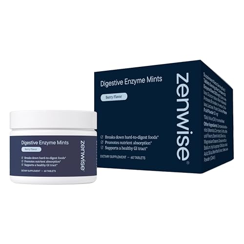 Zenwise Health Digestive Enzyme Breath Mints for Gut Health, Delicious Berry Flavor - Digestive Enzymes for Bloating Relief & Gut Support - Multi Enzymes Digestion Supplement - 60 Chewable Tablets