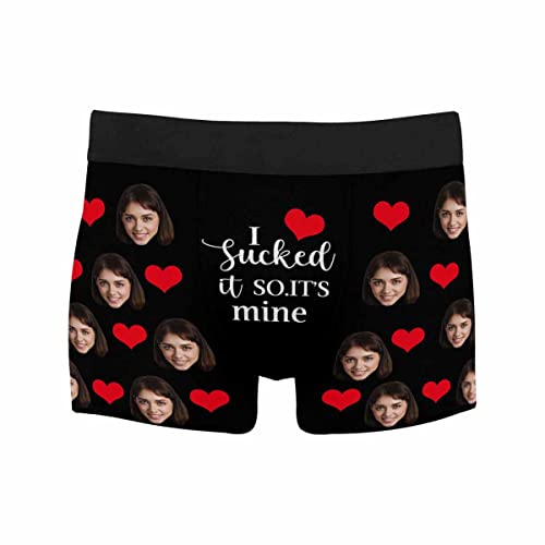 InterestPrint Custom Face Boxer Briefs, It's Yours Black Funny Boxer Briefs for Valentine's Day