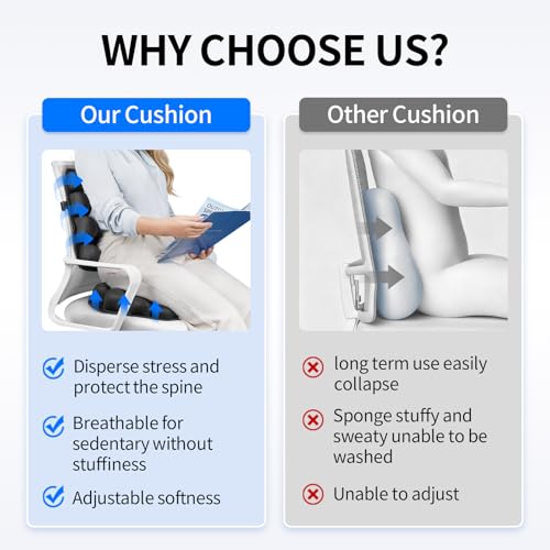 VentaEase Inflatable Lumbar Support Pillow for Office Chair & Car - Tailbone Pain Relief Air Seat Cushion for Driver, Wheelchair, Airplane Seat, Travel - 17.7x14.3x2.0 Inches — view 4