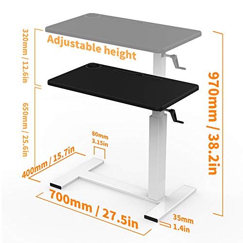 Balee Overbed Bedside Table Desk Crank Adjustable Height Laptop Computer Heavy-Duty Desk Multi-Purpose Portable Rolling Cafe Table