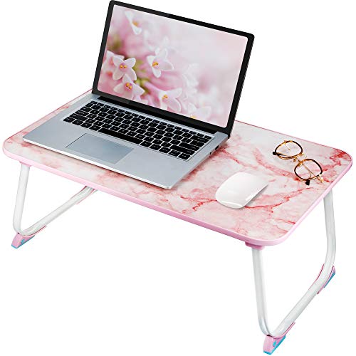 CHEFAN Pink Lap Desk- Bed Desk for Laptop and Writing- Bed Tray in Pink Marble Finish