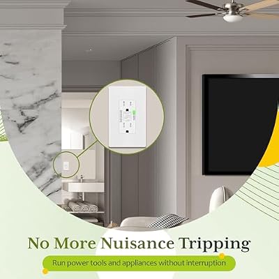 TG 15A GFCI Outlet, Tamper-Resistant GFI Receptacle with Self-Test, LED Indicator, ETL Listed, Anti-Interference (No-False-Trip) Protection, Screwless Wall Plate Included, White, 1 Pack