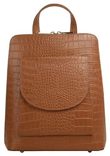 Cluty Rucksack Echt Leder Damen | Made in Italy | City-Bag mit Snake Print | wandelbarer Umhängeriemen | handlicher Alltagsbegleiter | 020600