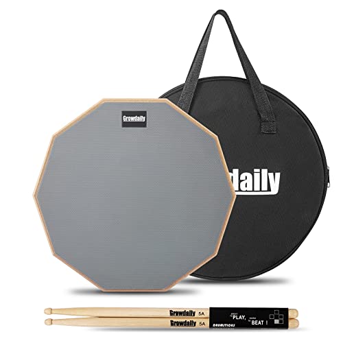 Drum Practice Pad for drumming drum pad and sticks 12 In,Sided With 2 Pairs/4 Maple 5A Drum Sticks & Storage Bag(Gray) by GrowDaily - Image 7