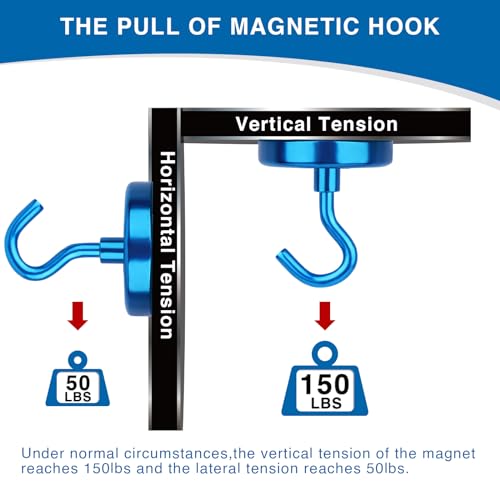 image for LOVIMAG Magnetic Hooks Heavy Duty, 150LBS Strong Magnets with Hooks fo