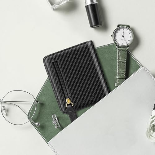 Image of Small Carbon Fiber Wallet Thin Credit Card Holder Pocket Mini Purse | Compact Slim RFID Blocking Wallets Bifold Pocket Card Holders for Women and Men for Travel & Daily Use, Carbon Fiber