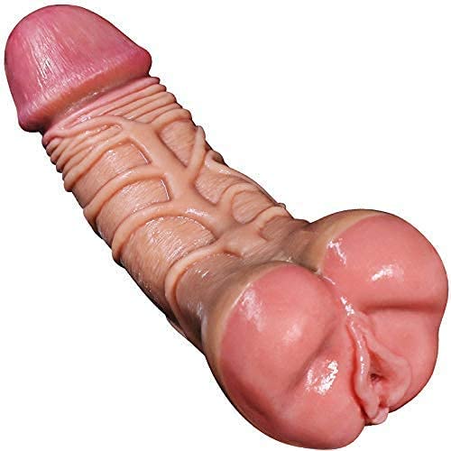 Masturbatore 2 in 1 con vibratore e figa vaginale - Fallo anale in silicone estremamente morbido/pene con fica tascabile giocattolo sessuale portatile per uomini donne coppie gay lesbiche