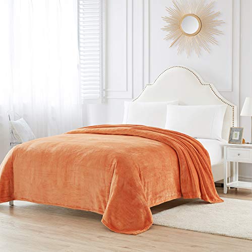 Bourina Fleece Blanket Flannel Throw Blanket (Orange,Throw Size) Lightweight Cozy Microfiber Blanket For Sofa, Couch, Bed, Camping, Travel, 50X60 Inches #TOP16