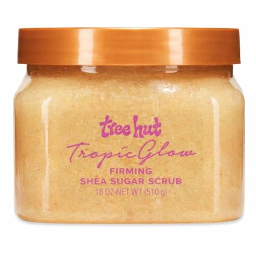 Tree Hut Tropic Glow Shea Sugar Scrub, Exfoliating & Hydrating Body Scrub with Shea Butter, Radiant Glow, Warm Scent, 18 oz