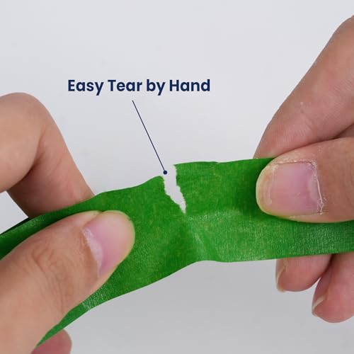 Image of Adhes Green Masking Tape, 6 Rolls x 1 Inch x 55 Yards, Strong Adhesion, Clean Removal, Ideal for Painting, Automotive, and DIY Projects