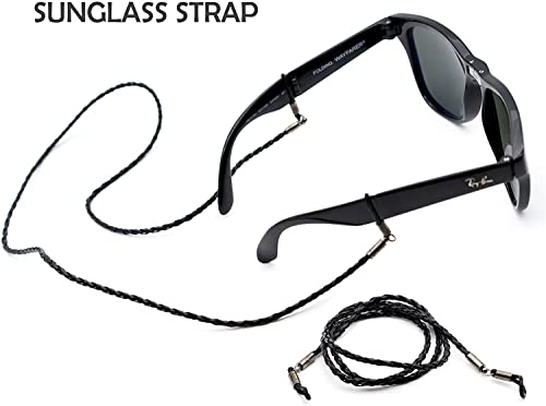 Halisis Eyeglasses Holder Strap – Premium Leather [Pack Of 4 + Bonuses] – Glasses Holder Lanyard Chain Cord Necklace – Eyewear Retainer For Men Women Boys Girls - Never Lose Glasses Again #TOP3