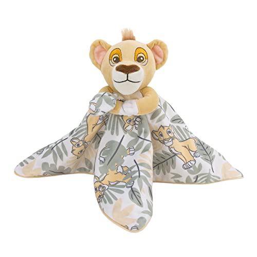Image of Disney Lion King Simba Yellow, Green, and White Jungle Leaves Lovey Security Blanket