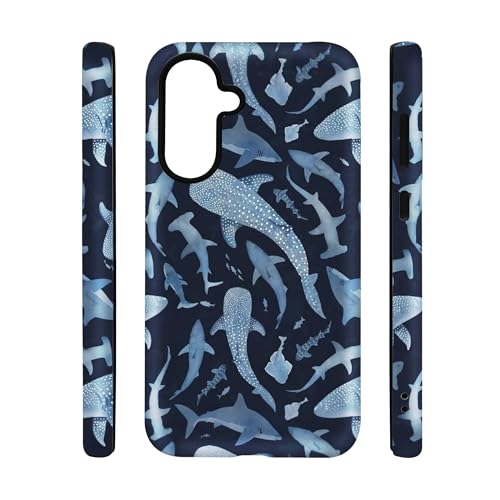 qizjio Aesthetic Shark and Whale Art Phone Case – Cute Ocean Animal, Slim Protective Cover for Samsung Galaxy A36