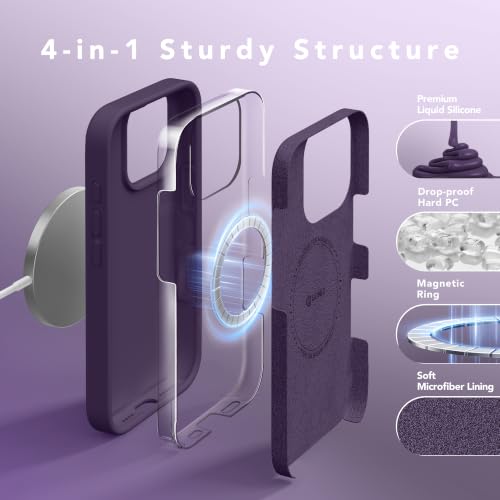 GONEZ Magnetic for iPhone 16 Pro Max Case, [Compatible with MagSafe] Anti-Scratch Microfiber Lining & Screen Protector, Silicone Camera Control, Shockproof Slim Phone Cover 6.9 inch, Deep Purple by GONEZ - Used condition - Image 5