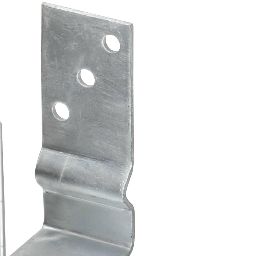 Soporte para postes, 12 unidades, color plateado, 8 x 6 x 15 cm, acero galvanizado, con agujeros preperforados, pinchos para suelo, anclajes para postes, anclaje de fundación, para casa de
