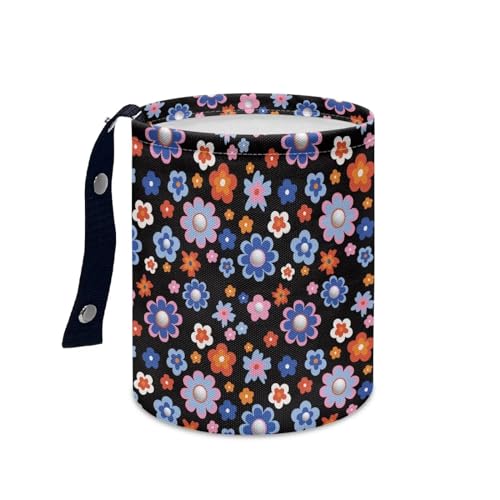 Image of Groovy Hippie Flower Collapsible Trash Can for Cars, Family Gatherings, Camping - Easy to Clean Car Garbage Accessory