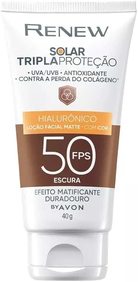 Protetor Solar em Loção Renew Matte Cor Escura FPS50 Avon 40g