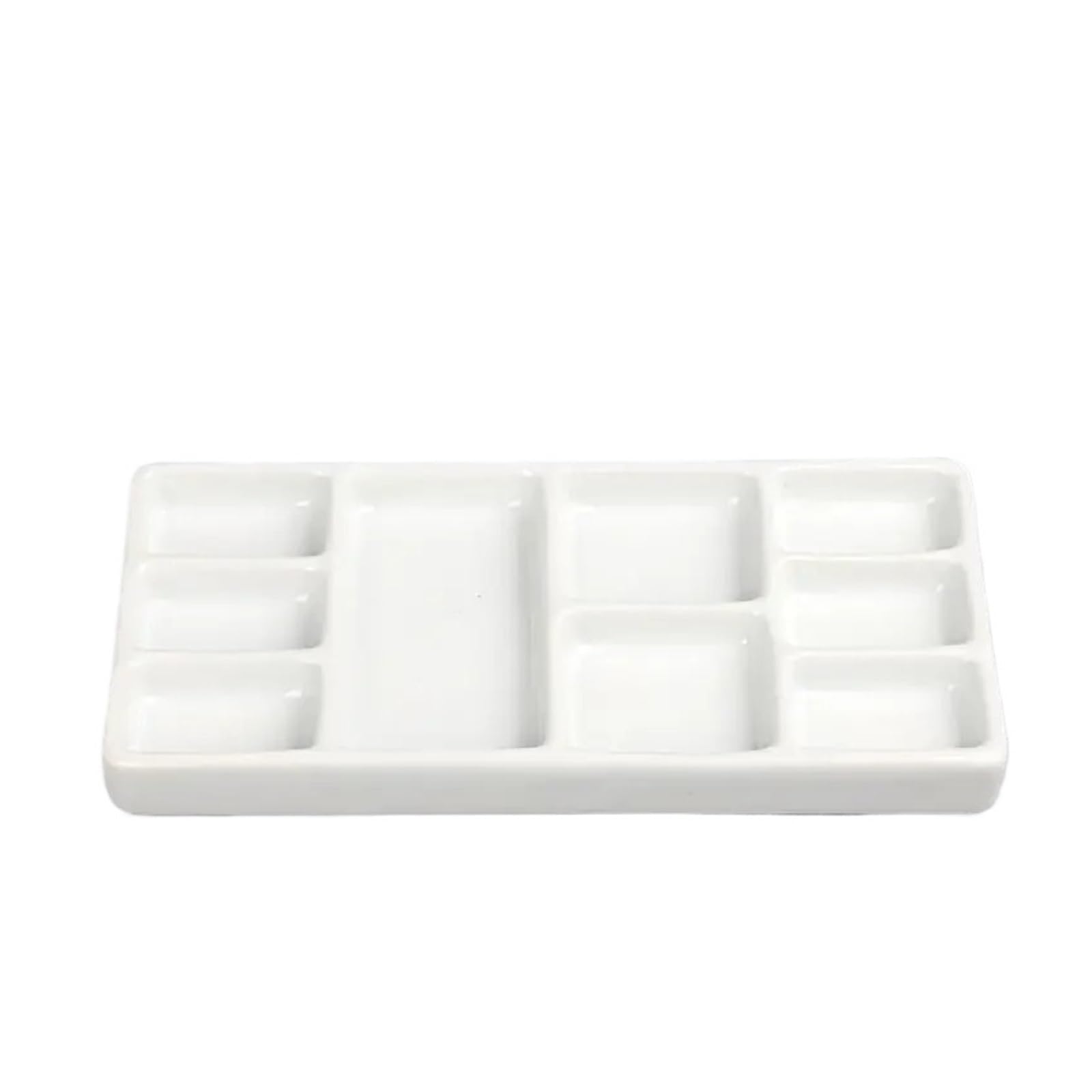 Ceramic Paint Palette Ceramic Square Palette Multi-grid Watercolor Oil Paint Tray Adult Beginner Portable Art Supplies for Watercolour(White 17 * 8.8cm)