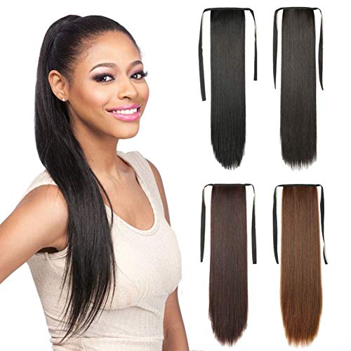 Extensiones de pelo largo y recto Remeehi de fibra sintética para cabello humano
