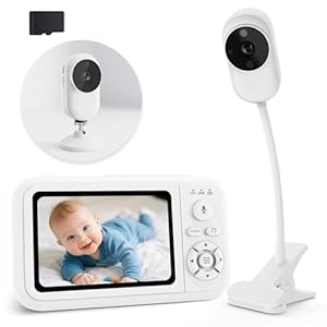 NUOTUN Babyphone mit Kamera & Halterung inkl. Bettclip, 1080P Video Baby Monitor Ohne WLAN, 3,5" LCD Display, Nachtsicht, Zwei-Wege-Audio, Weinen-Erkennung, SD-Karte Inklusive