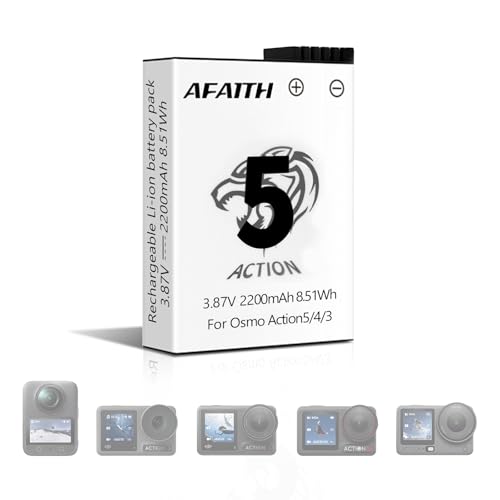 AFAITH Osmo Action Akku 2200mAh für DJI Osmo Action 6/5Pro/4/3/360 DJI Kamera Extreme Akku -20 °C bis +45 °C Schnelles Laden
