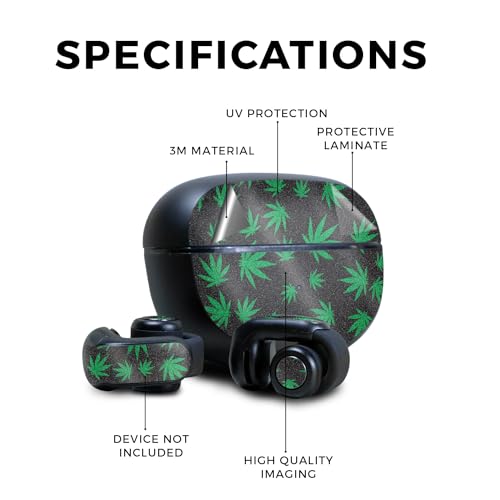 Image of Glossy Glitter Skin Compatible with Bose Ultra Open Earbuds - Marijuana - Premium 3M Vinyl Protective Wrap Decal Cover - Easy to Apply | Crafted in The USA by MightySkins