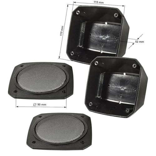 tomzz Audio 4000-010 Retro Look Aufbau Lautsprecher-Satz im Gehäuse DIN 100mm Lautsprecher 2-Wege Koaxial System 80 Watt