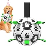 Amasiver Dog Soccer Ball Toys, World Cup Dog Soccer Ball with Straps, Puppy Birthday Gifts, Water Toy, Herding Ball, Durable Balls for Small Medium Pet, Puppy Outdoor Toy (6 Inch-Medium)