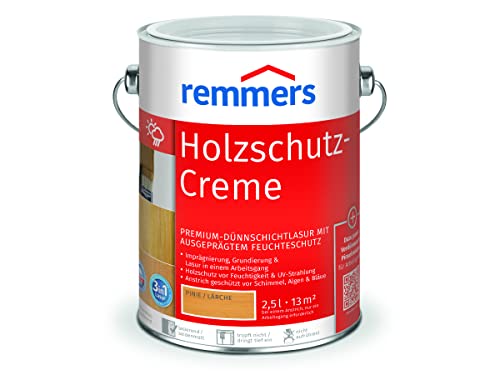 Remmers Holzschutz-Creme 3in1 pinie/lärche, 2,5 Liter, tropffreie Holzlasur für aussen, 3in1: Imprägnierung, Grundierung & Lasur in EINEM Arbeitsgang