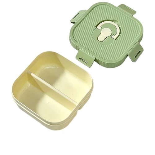 Portable Plastic Lunch Box With Compartments Microwave Safe Fruit Salad Container Reusable Snack Containers(Green,2 Grids 920ml)