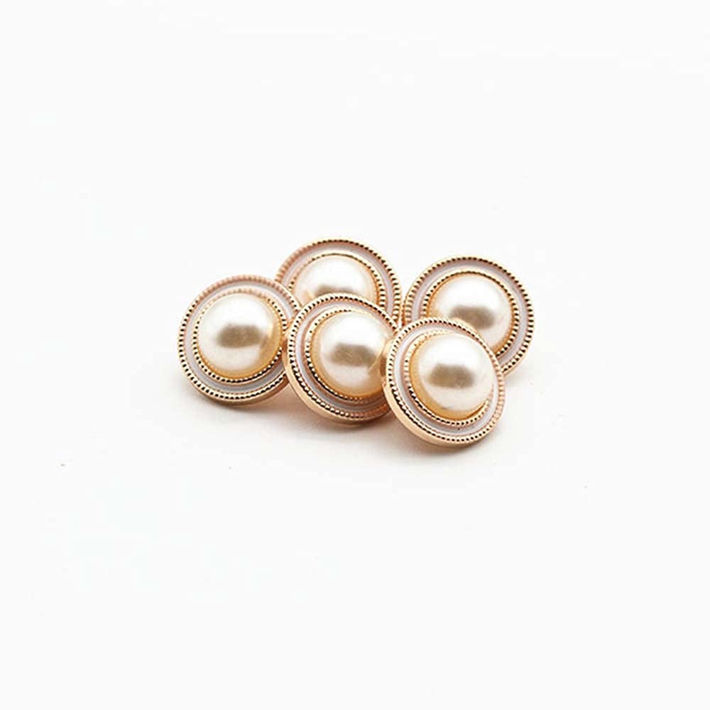 5 PCS Gold Pearl Buttons Plastic Shank for Garment Clothing Accessories Fit Sewing Scrapbooking Garment DIY Decoration