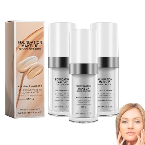 Base De Piel Madura Que Cambia De Color Contrasit, Base Que Cambia De Color Glowari, Maquillaje De Base De Tono De Piel Cálido Que Cambia De Color Impecable, Base Nude Face Liquid Cover (3 piezas)