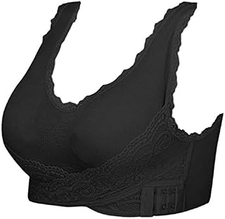 YEYELE Sports Bras for Women Lace Front Cross Side Buckle and Removable Pad