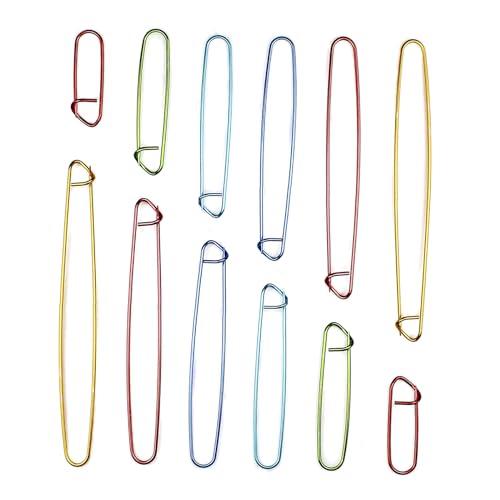 SyiXute 12 Piezas Titulares de Puntadas,6 Tamaño Aluminio Alfileres de Seguridad Agujas Ganchillo,Titulares De Knitting Stitch para Tejer Manualidades de Bricolaje,Color Aleatorio