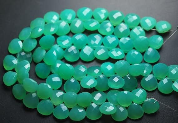 Chrysoprase cœur facetté 14mm pour fabriquer un cadeau d'anniversaire unique