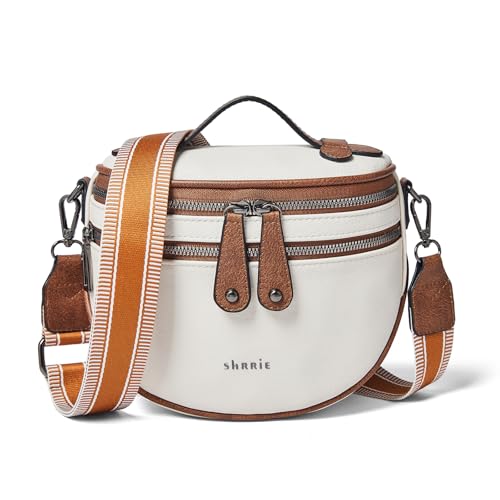 Image of Shrrie Crossbody Bags for Women, Vegan Leather Purse for Women Shoulder Bag, Portable Handbags Chest Bag with Wide Strap,Beige