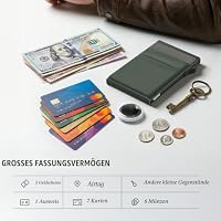 YESIIW Minimalistische Brieftasche-RFID-Schutz-Kartenhalter-Pop up Geldbörse-Schlankes Kartenetui mit Münzfach, Geldbörse Herren Klein Portmonee Slim Wallet for Men Dunkelgrün – Ansicht 5