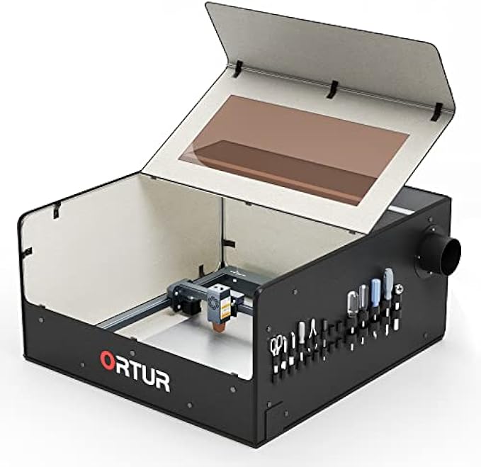 ORTUR laser engraving machine housing, fireproof and dustproof protective cover, with exhaust fan, suitable for all ORTUR laser engraving machines, heat insulation against fumes and odors, noise reduc