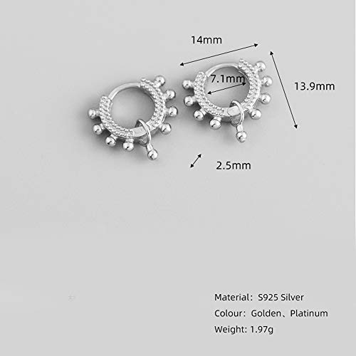 Bead Ball Mini Small Hoop Earrings For Women Teen Girls 2Nd Hole S925 Sterling Silver Fashion Dainty Boho Tiny Cartilage Tragus Cuff Huggie Hinged Sleeper Hoops Pierced Jewelry Gifts Birthday (Silver) #TOP3
