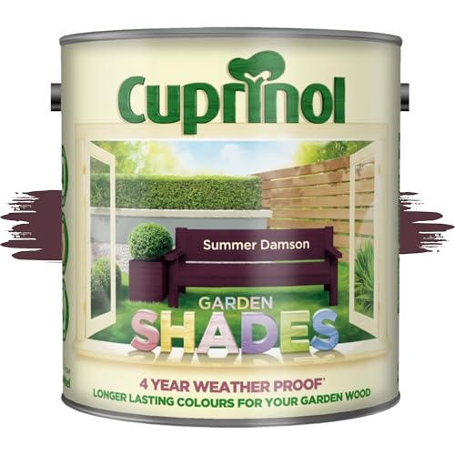 Image of AOC24 Garden Fence Shade Paint - Exterior Wood Paint for Sheds, Fences - Water-Based, Quick Drying 1 Hour - Use on Wood, Terracotta, Stone, Brick - Outdoor Garden (Summer Damson, 2.5 Liters)