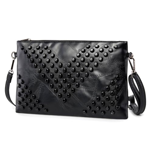 Image of Women Clutch Bag Gothic Punk PU Leather Studded Crossbody Bag Rivet Wristlet Handbag Envelope Clutches For Women Lady
