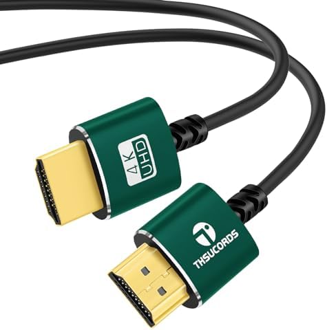 Thsucords Slim HDMI Cable 10FT, Ultra Soft & Thin HDMI to HDMI Cord, Extreme Flexible & Skinny HDMI Wire Supports High Speed 4K@60Hz 18gbps 2160p 1080p