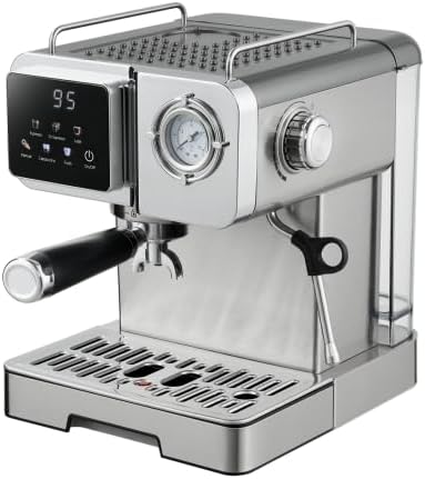 Stainless Steel Coffee Maker with Removable Water Tank，Home Barista Kit for Lattes, Cappuccinos, Iced Coffee (black)