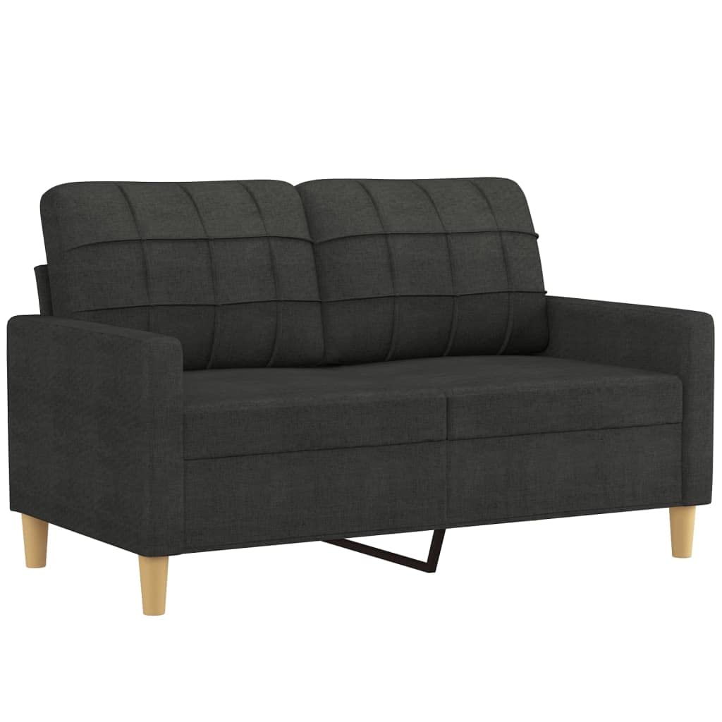 Juego de 4 muebles de sofá negro con respaldo y taburete de tela resistente, 198 cm de ancho, diseño moderno, robusto y cómodo para salas de estar pequeñas habitaciones y oficinas