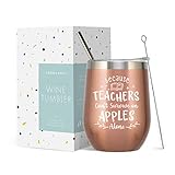 Caraknots Teacher Tumbler Teacher Gifts Teacher Appreciated Gifts Funny Birthday Gifts for Teacher Wine Tumbler Thank You Gifts Stainless Steel Travel Coffee Tumbler with Straw Rose Gold