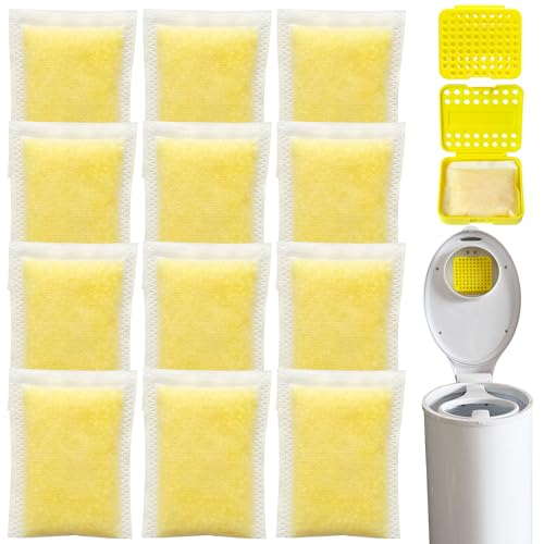 2 Pack Stick On Deodorizing Box, 12 Pack Diaper Pail Deodorizer for Ubbi Diaper Pail, Odor Removing Refills for Most Steel Diaper Pail (Yellow)