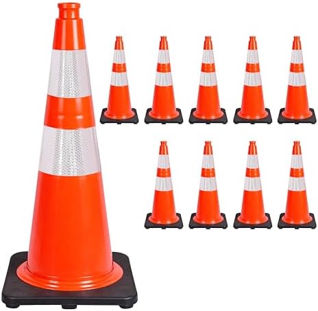 Traffic Cone PVC cm 28" Slim with 2 Reflective Strips | Highly Vi...