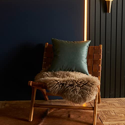 Shanluo Faux Leather Throw Pillow Covers 18X18 Set Of 2 Modern Style Cushion Shell For Couch, Living Room, Bedding, Sofa, Bedroom Square Decorative Solid Neutral Thick Pillows Burnt Green #TOP2