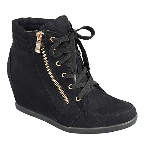 Trends snj women's fashion hi top wedge sneakers ankle boot booti…