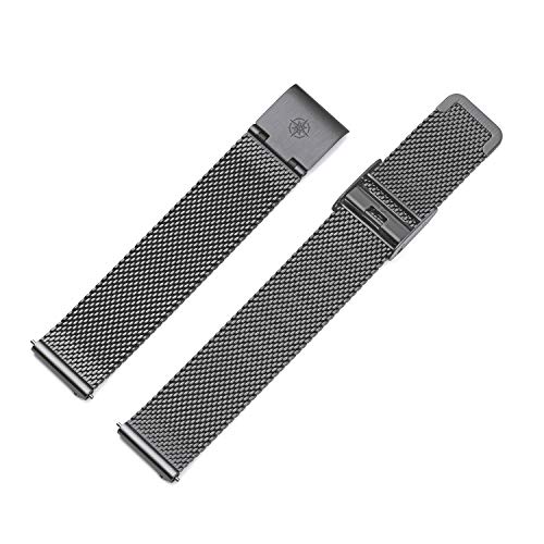 Kistanio 16 mm Milanaiseband aus Edelstahl Druckverschluss Meshband Gunmetal - ME-16-GM